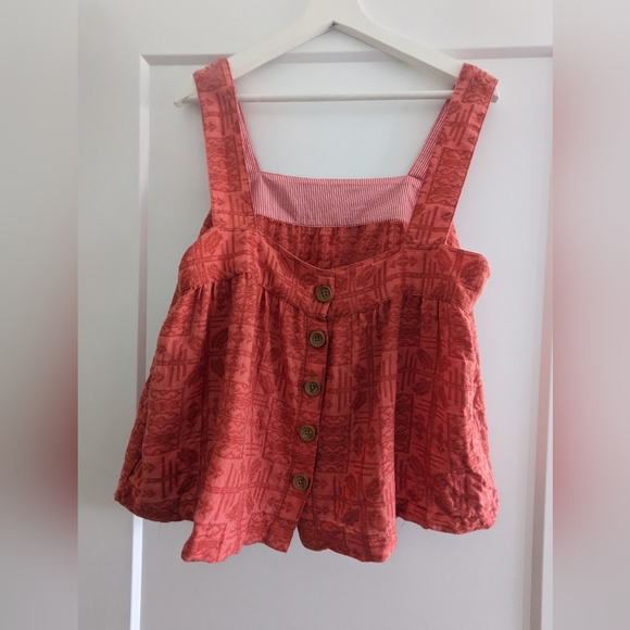 Anthro Tank Square Neck Geometric Pattern Back Buttons - Picture 9 of 9